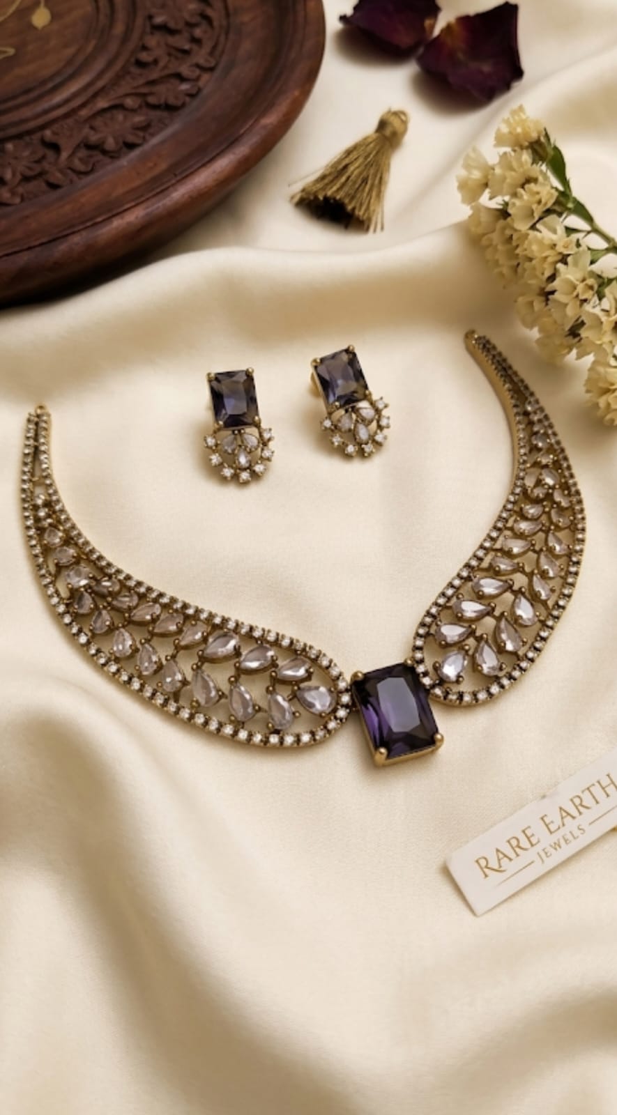 Zk Necklace Set with Emerald Stone & Earrings for Women | Wedding & Party Wear Jewellery