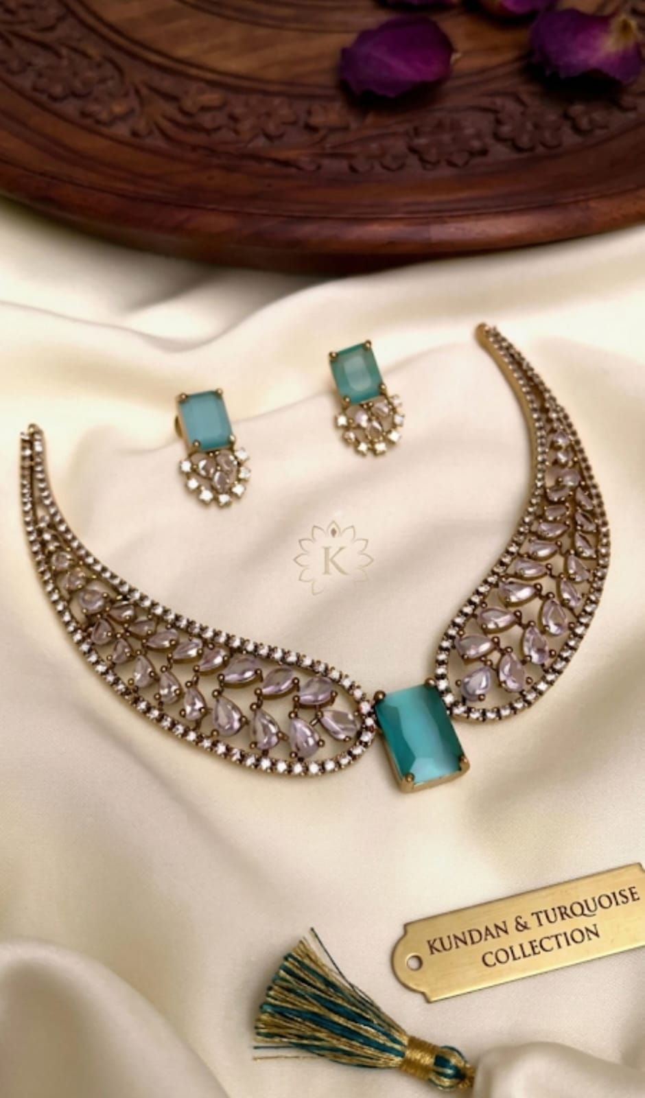 Zk Necklace Set with Emerald Stone & Earrings for Women | Wedding & Party Wear Jewellery