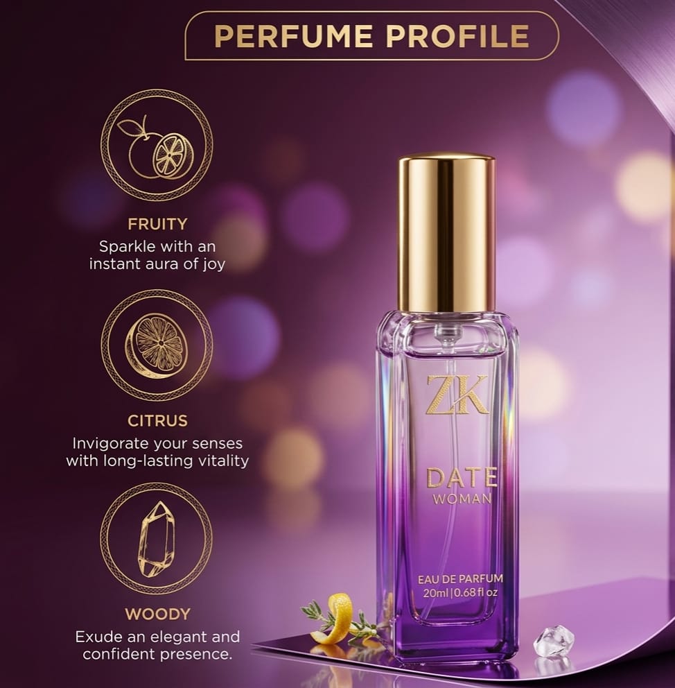 Zk Luxury DATE Woman + ROSE Woman Perfume Combo for Women 40 ML (Pack of 2 Items 20ML Each)
